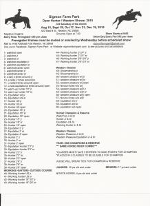 Class List Hunter Western Pleasure 2015 001